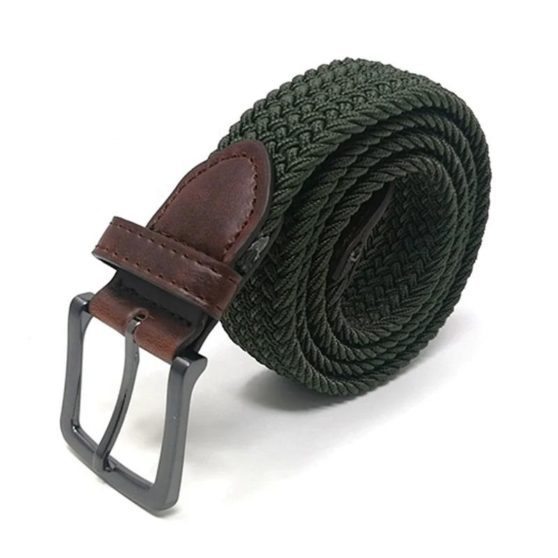 lady belt China supplier wholesale custom fashion army black 3.5cm wide woven belt for women