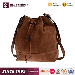 HEC Free Sample Available Ladies Quality Fancy Designer Drawstring Bucket Bag Handbag