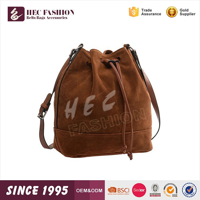 HEC Free Sample Available Ladies Quality Fancy Designer Drawstring Bucket Bag Handbag