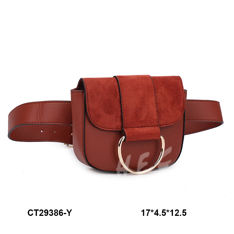 2020 Hot selling fashionable red black pure color adjustable pu women waist bag