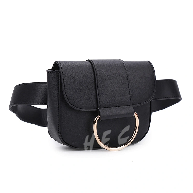 2020 Hot selling fashionable red black pure color adjustable pu women waist bag