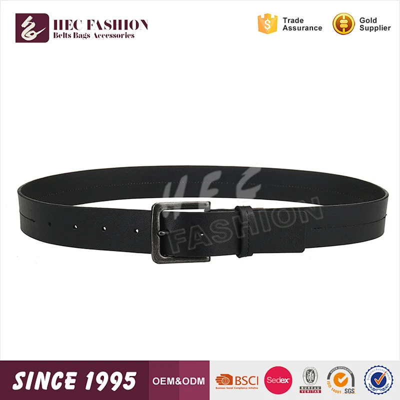 HEC New Product Wenzhou Supplier Wholesale High Quality Trendy Black Metal Buckle Men Leather Belt