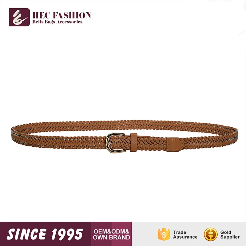 HEC PU Leather Material Women Fashion Woven Belt