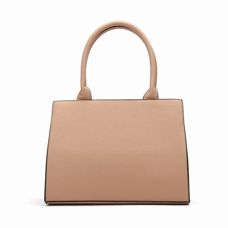 HEC Latest Fashion Top Leather Handbag Brown PU Ladies Tote Bag With Stripe Pattern