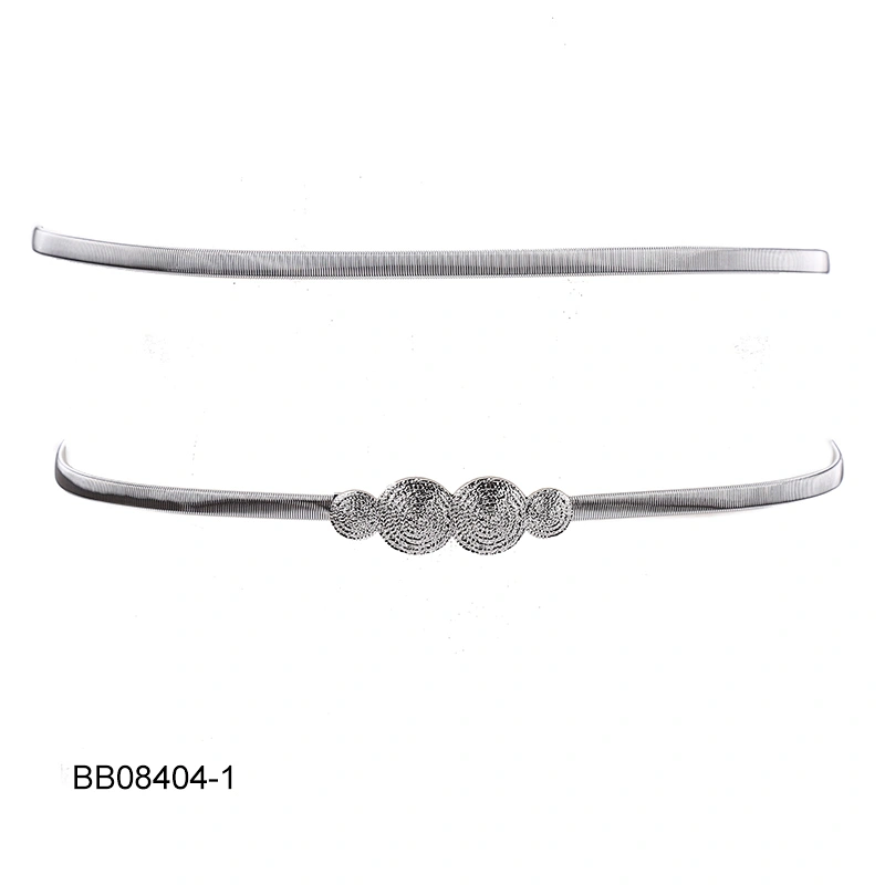 HEC New 2020 Products Metallic Elastic Belt With Circles Buckle For Women