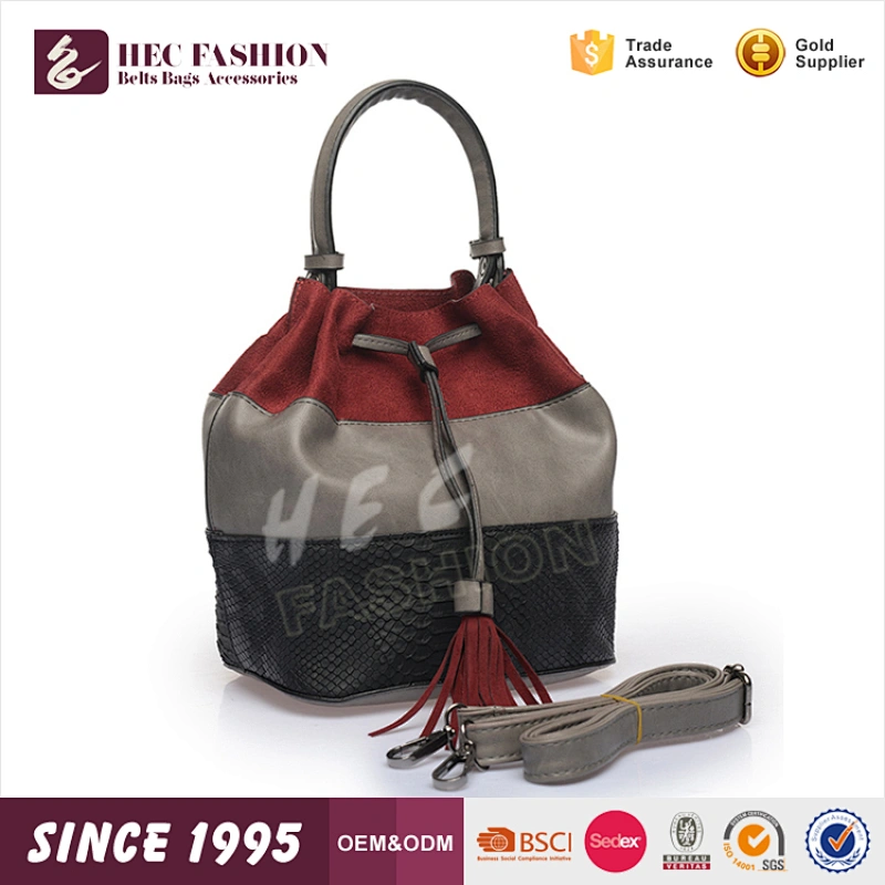 HEC Alibaba China High Quality Patchwork Color Ladies Fancy Drawstring Bag