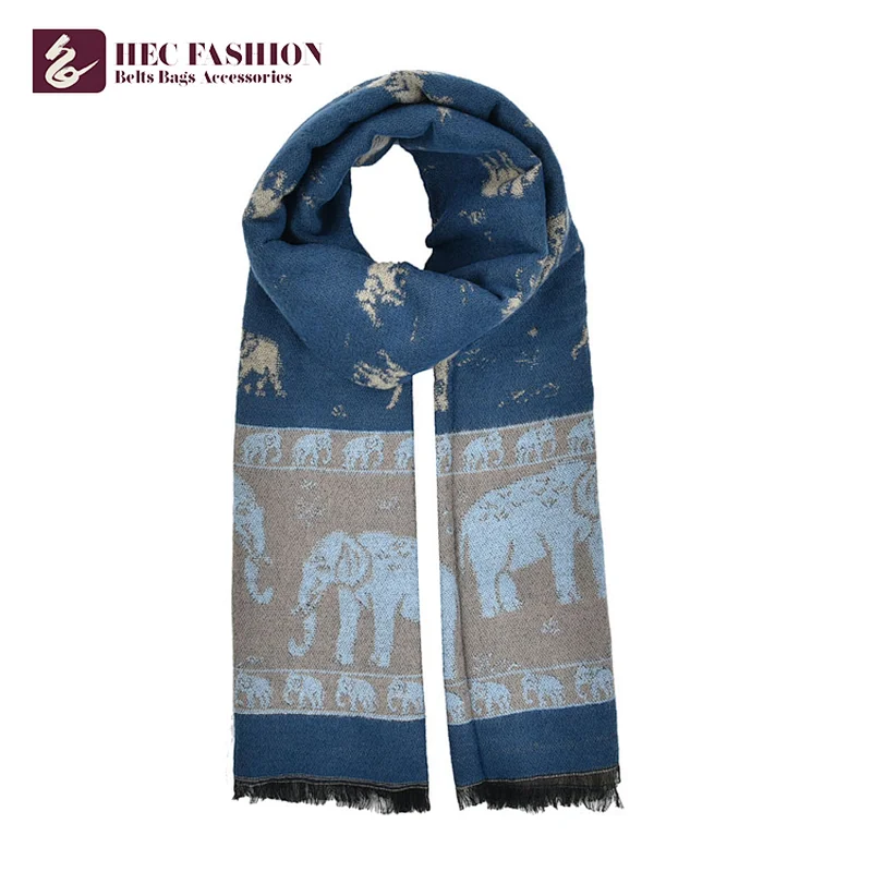 HEC Hot Sale Products Custom Design Blue Big Size Polyester Ladies Scarf For All Season