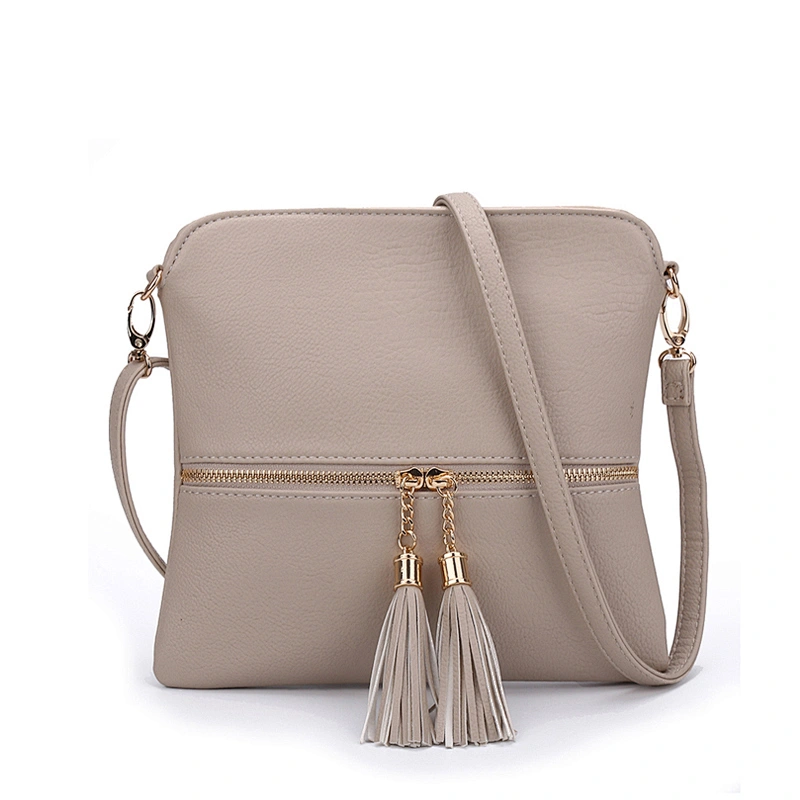 Latest new design personalized pure color square chain tassel women cross body bags and purses