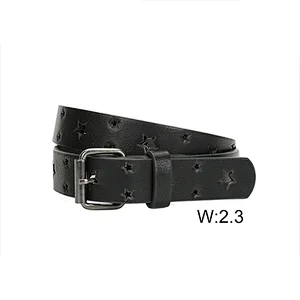 New Arrival Hot Selling Fashion Designer Punched PU Material Leather Belt For Girls