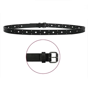 New Arrival Hot Selling Fashion Designer Punched PU Material Leather Belt For Girls
