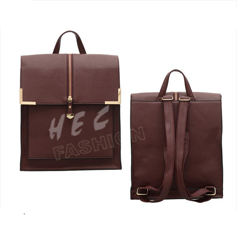 HEC Best Price Business Type Metal Decorated Girls Small Leather Backpack Travel