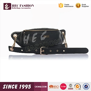 HEC Good Quality Chinese Elegant Leather Material Waist Belt Bag With Metal Strap