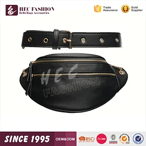 HEC Good Quality Chinese Elegant Leather Material Waist Belt Bag With Metal Strap