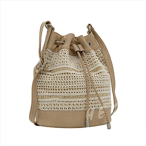 HEC 2020 Fashion Designed Beige Color Women Teen Girl Wearing Leather Drawstring Bag Backpack