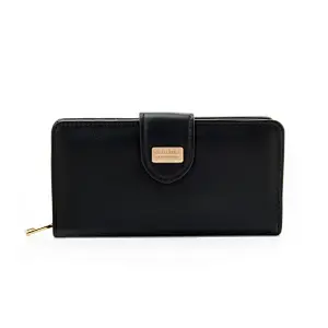 2020 New designs cheap high quality solid long women pu leather wallet