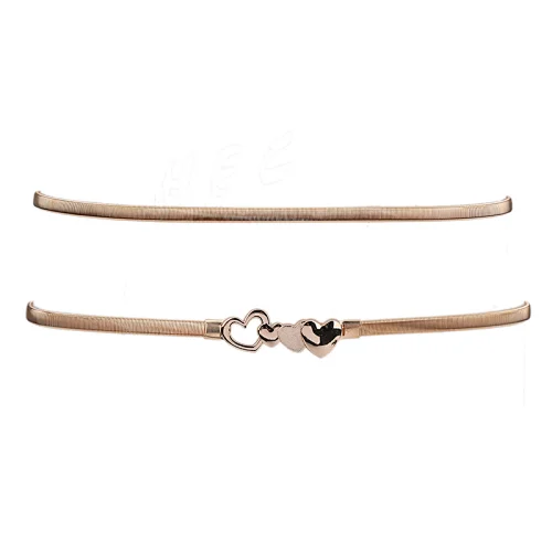 New coming factory wholesale simple design gold silver beautiful heart shape women alloy chain belt