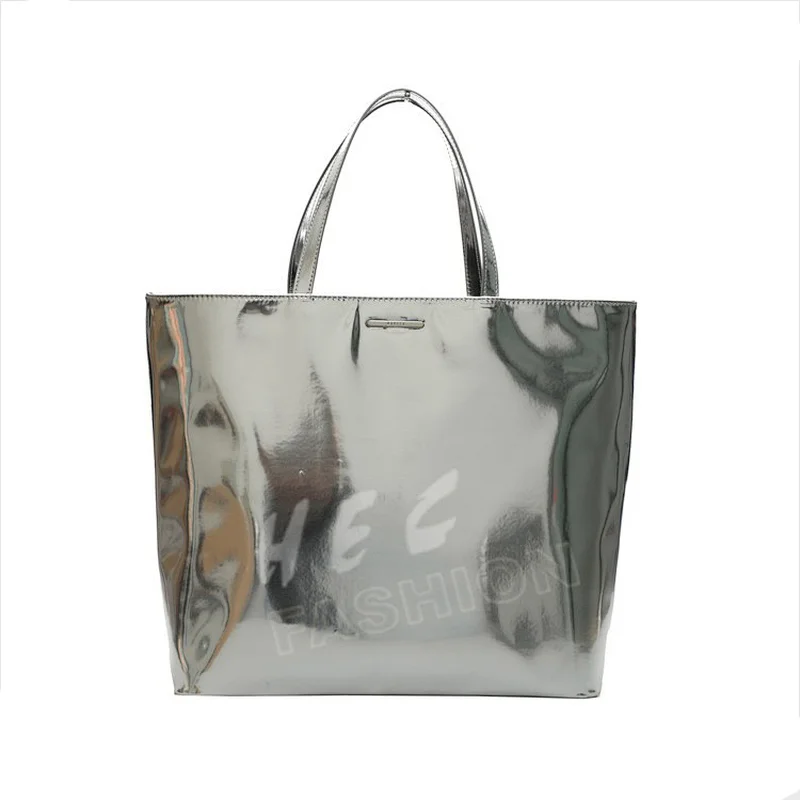 HEC Small Moq Metallic Pu Material Women Fashion Korean Tote Bag Handbag