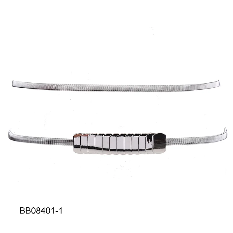 HEC New 2020 Products Metallic Elastic Belt With Silver-plated Buckle For Women