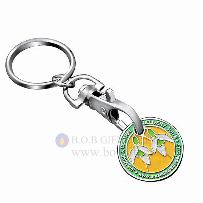 Trolley coins metal token keychain
