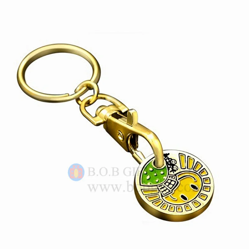 Trolley coins metal token keychain