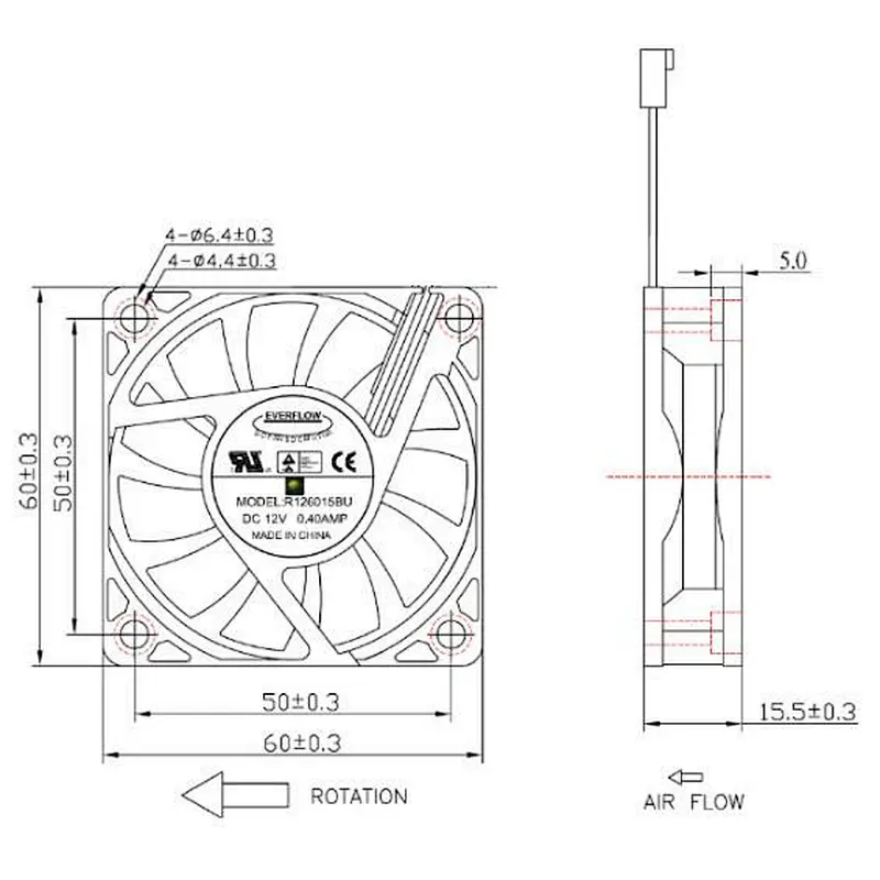Everflow Ultra High Speed Fan 60x60X15mm-R126015BU