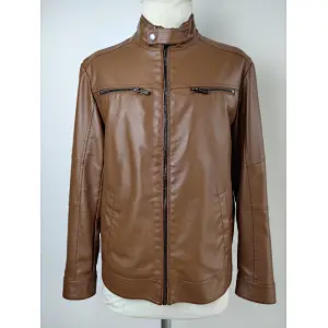 Custom Made Men Faux Leather Short Coat