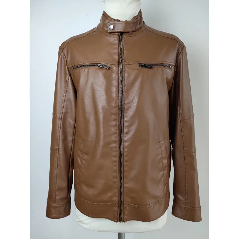 Custom Made Men Faux Leather Short Coat