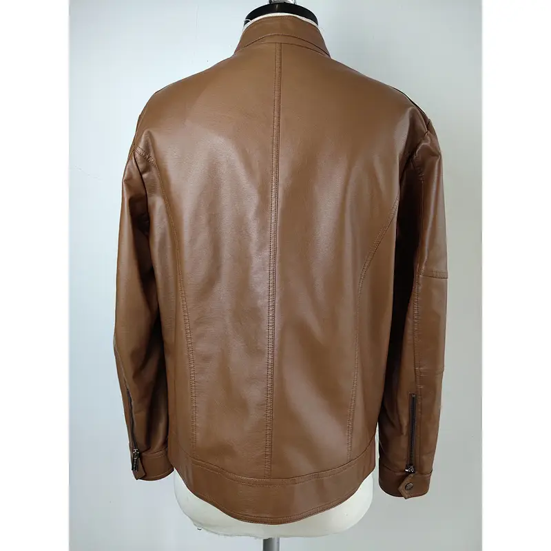 Custom Made Men Faux Leather Short Coat