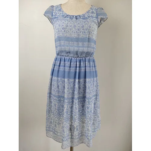 2020 Spring and summer women casual blue printing dress