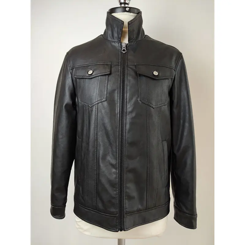 Fashionable cool PU cropped bomber men jacket