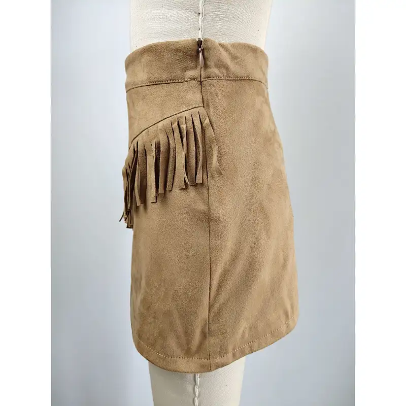 Girls Slim Suede Dress with Tassels