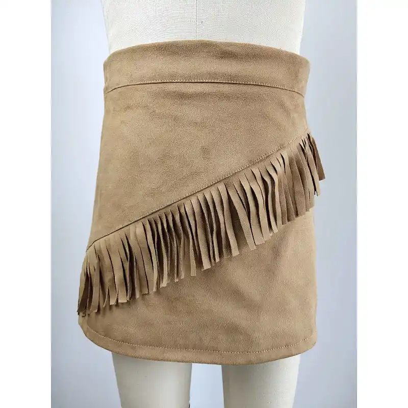 Girls Slim Suede Dress with Tassels