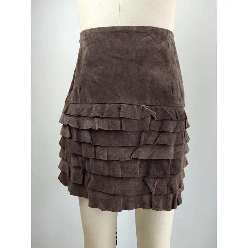 Girls dark brown suede dress