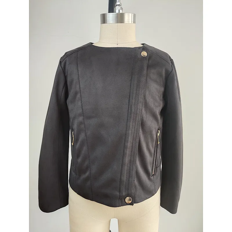 Factory supply fashion girls suede jacket