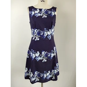 New fashionable sleeveless women floral printed dress women floral dress viscose dress