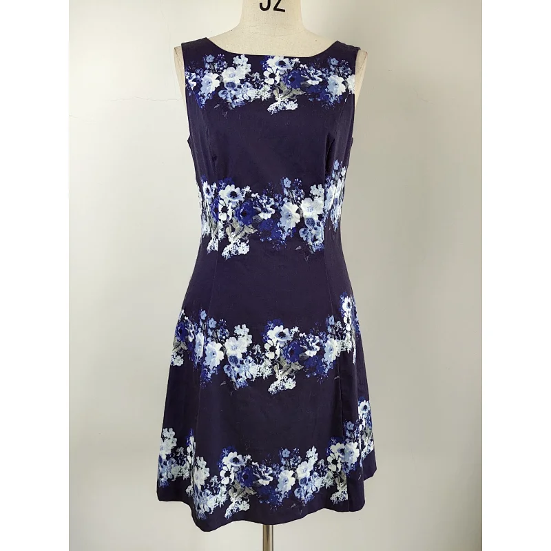 New fashionable sleeveless women floral printed dress women floral dress viscose dress