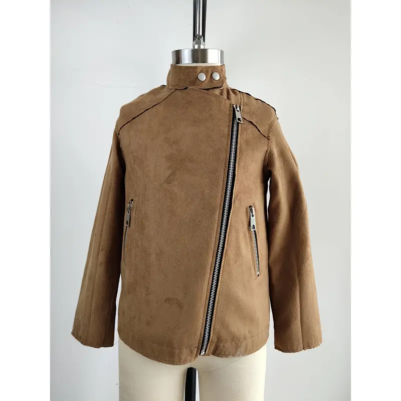 Fashion Brown Kids Suede Jacket Girls coat