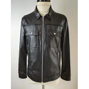 Shiny black casual bomber jackets for men