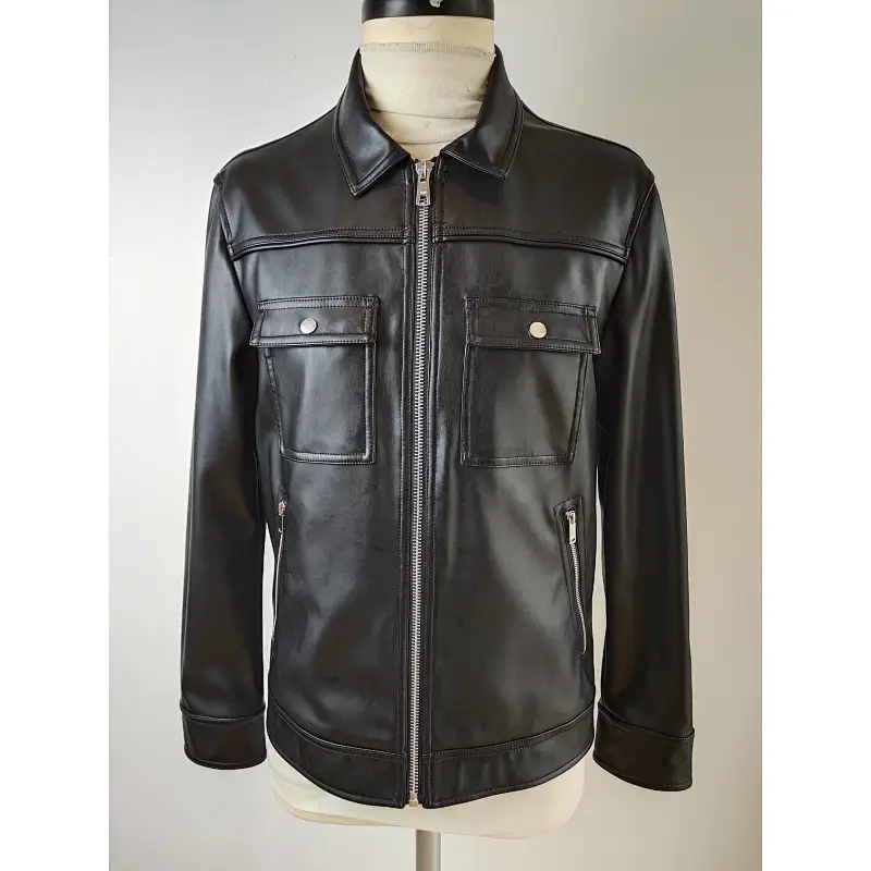 Shiny black casual bomber jackets for men