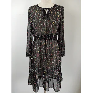 New summer autumn women long sleeve chiffon print dress