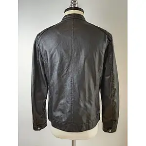 Men black pu leather jacket