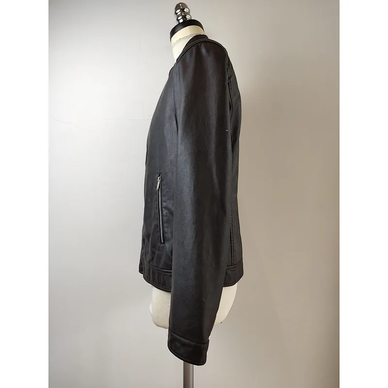 Men black pu leather jacket
