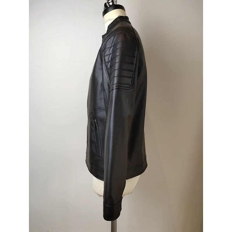 Men's leisure PU leather windbreaker jacket
