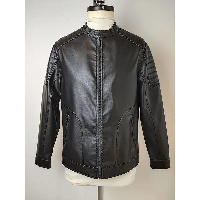 Men's leisure PU leather windbreaker jacket