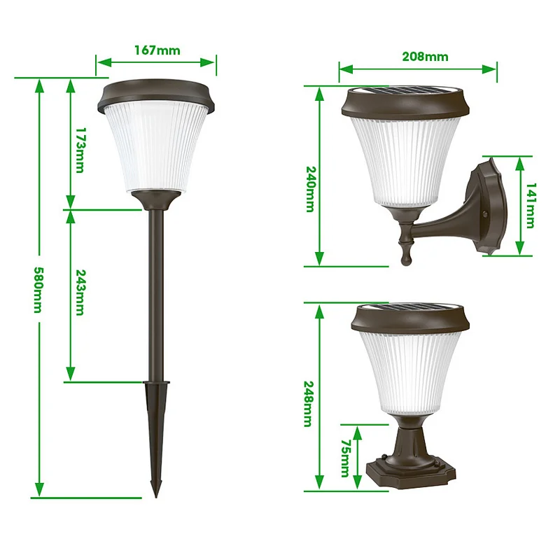 Dove Series Outdoor Solar Lamp Post Light With Stable Mount Base, 3CCT Selectable Solar Post Lights Outdoor Die Cast Aluminum With Optical PC Lens, Solar Pillar Light For Gate Column, Driveway