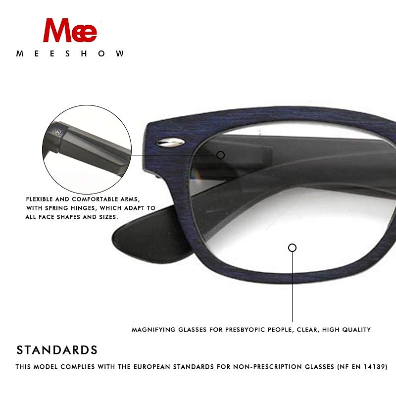 Reading Glasses Woody Blue Europe Style Men Women Retro Eyeglasses With Flex Glasses Frame French Concept 1512