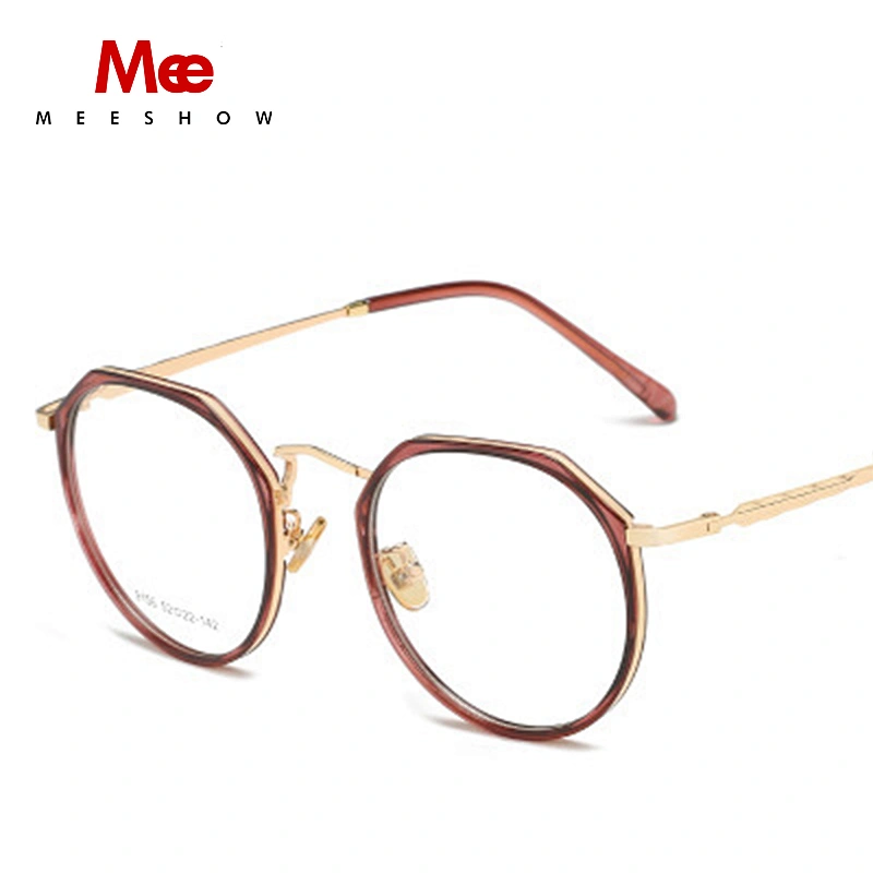MEESHOW TR90 Glasses frame women clear eye glasses oversize titanium alloy prescription glasses men's round spectacle frame 9156