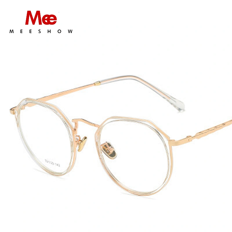 MEESHOW TR90 Glasses frame women clear eye glasses oversize titanium alloy prescription glasses men's round spectacle frame 9156