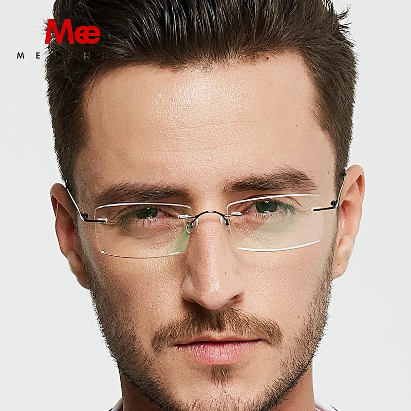 Meeshow Titanium glasses frame women men rimless Glasses Ultralight optical frame Myopia prescription eyeglasses Europe eyewear