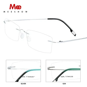 Meeshow Titanium glasses frame women men rimless Glasses Ultralight optical frame Myopia prescription eyeglasses Europe eyewear